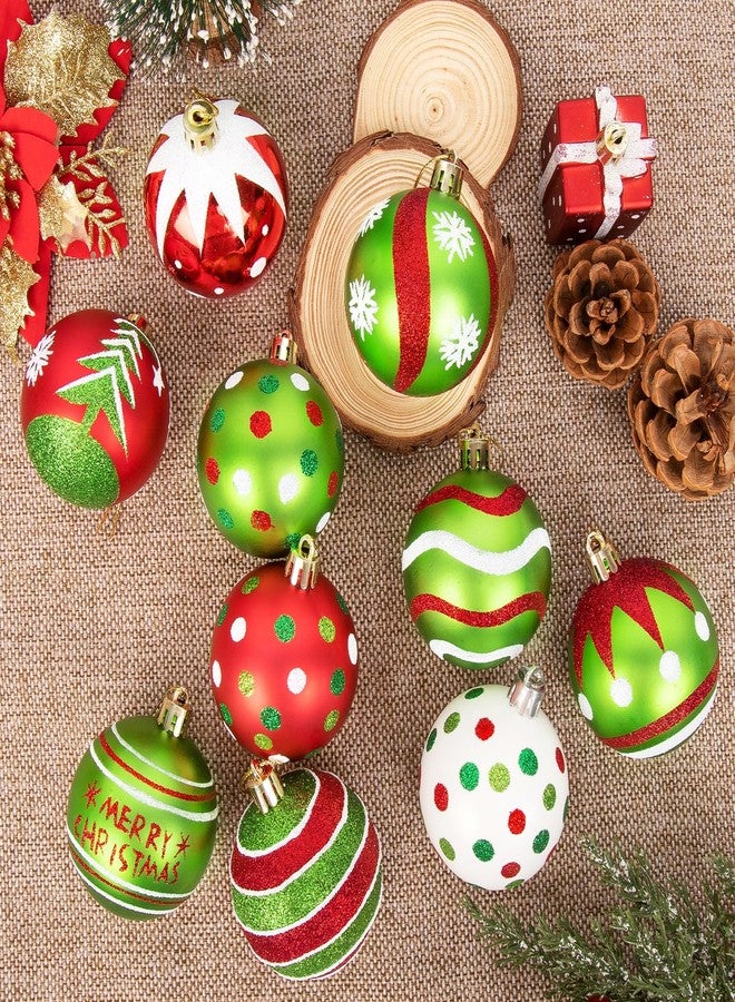 Ouddy Mode 30 Pcs Christmas Ball Ornaments, 2.4 Inch Glittering Red and Green Christmas Ornaments Set, Glittering Plastic Ornament Xmas Tree Balls Decorations Gifts for Home Indoor Party Holiday Decor - Image 4